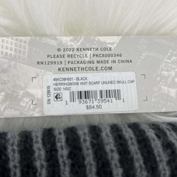Kenneth Cole Reaction Men's Beanie & Scarf Set - Black/Gray - New with tags - Picture 4 of 5